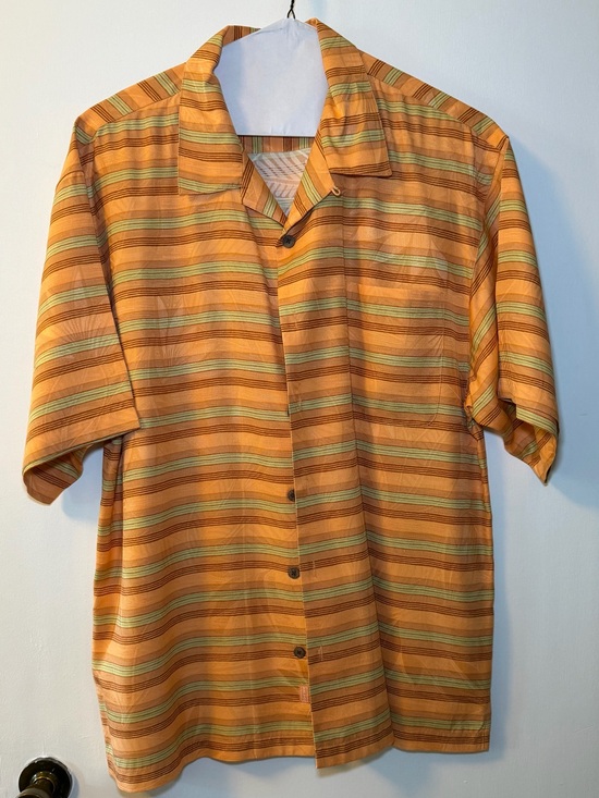Tommy Bahama Other - Tommy Bahama Orange Striped Short-Sleeve Button-Down Shirt